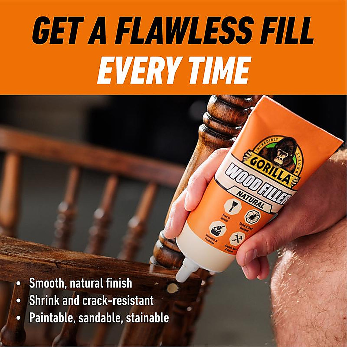 Gorilla - 107072 - Natural Wood Filler 6 oz