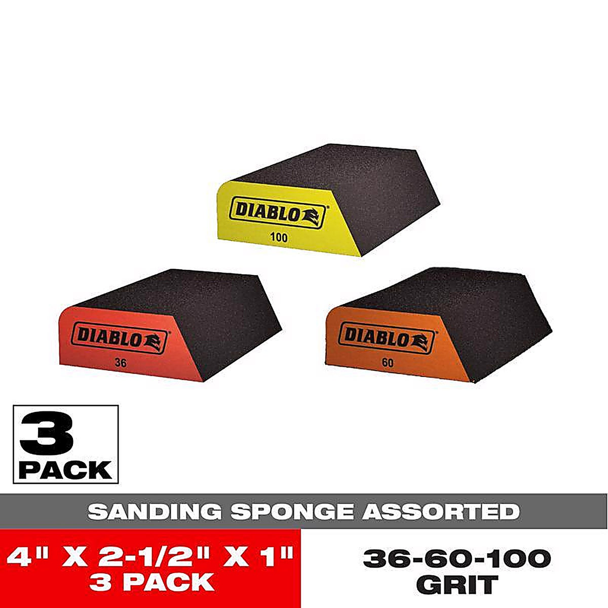 Diablo - DFBCOMBAST03G - 4 in. L X 2-1/2 in. W X 1 in. Assorted Grit Assorted Dual Edge Sanding Sponge