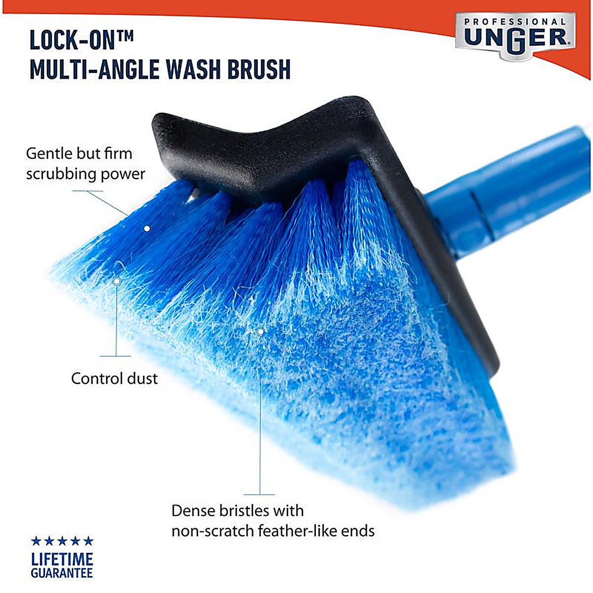 Unger - 975830 - 10 in. W Soft Bristle Plastic Handle Multi-Angle Wash Brush