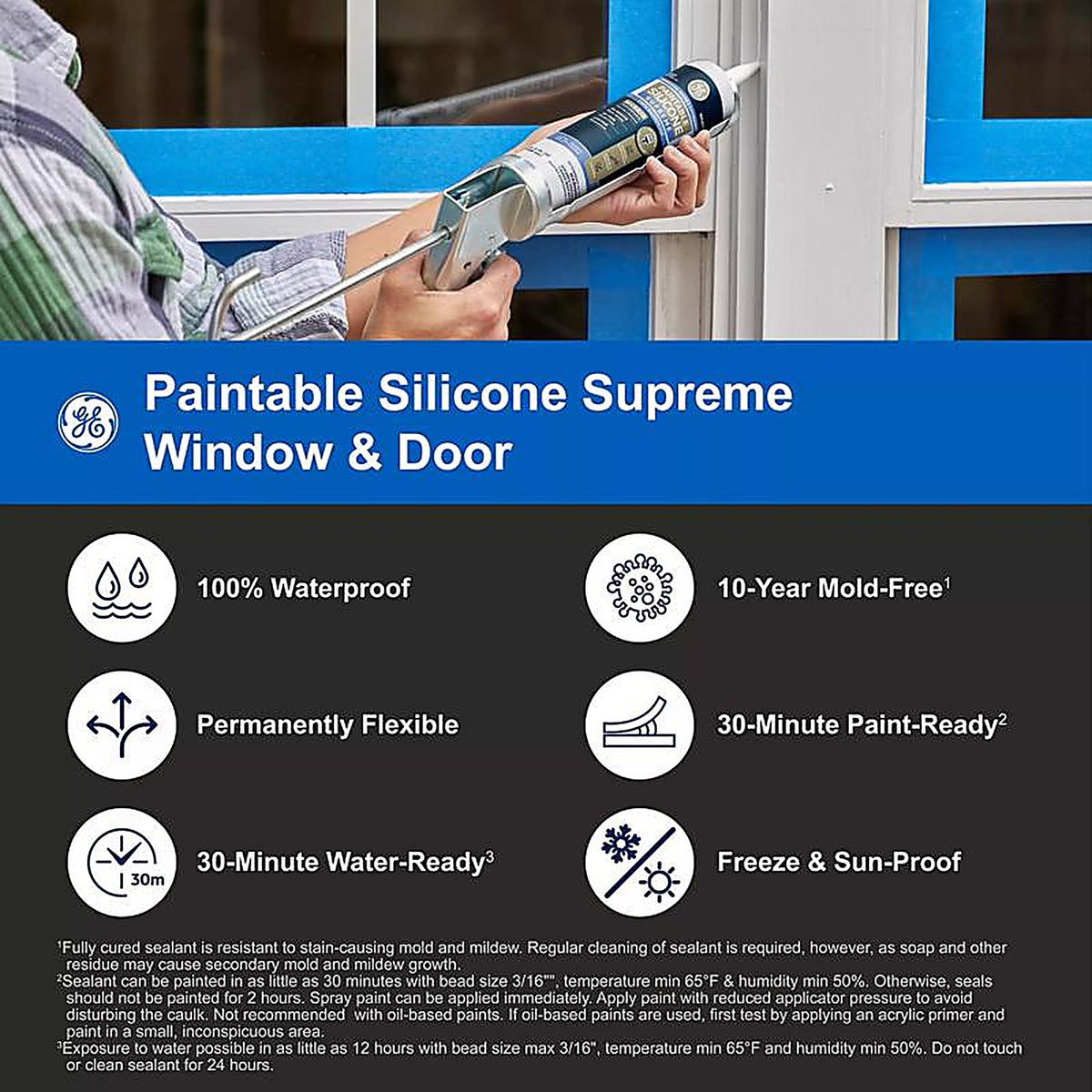 GE - 2733730 - White Supreme Silicone Window and Door Caulk Sealant 9.5 oz