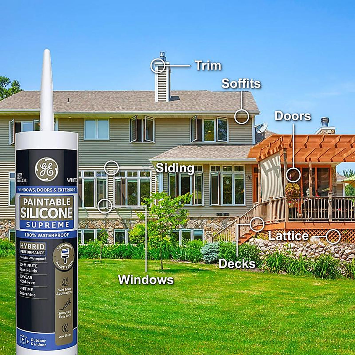 GE - 2733730 - White Supreme Silicone Window and Door Caulk Sealant 9.5 oz
