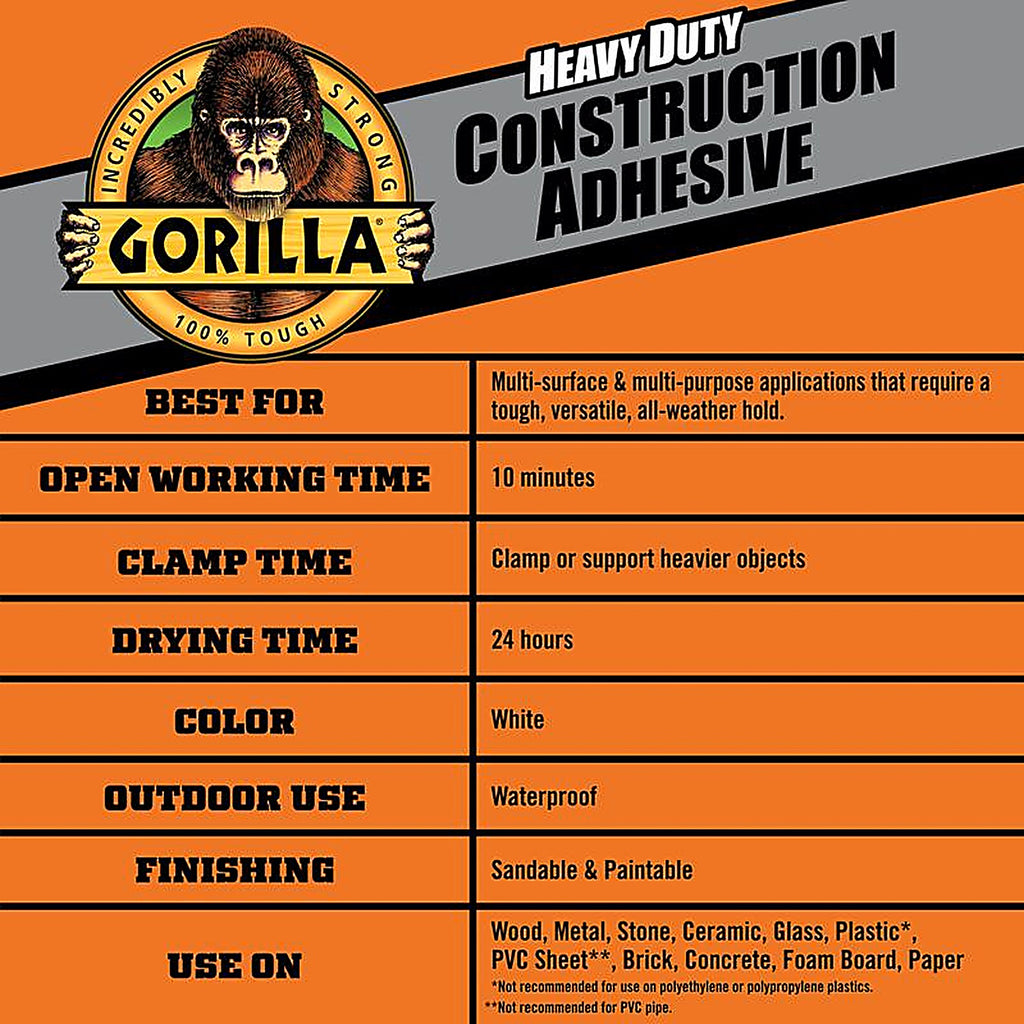 Gorilla - 108724 - All Purpose Construction Adhesive 7 oz