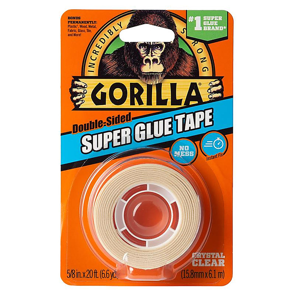 Gorilla - 109340 - Super Glue Double Sided 5/8 in. W X 20 ft. L Double Sided Tape White