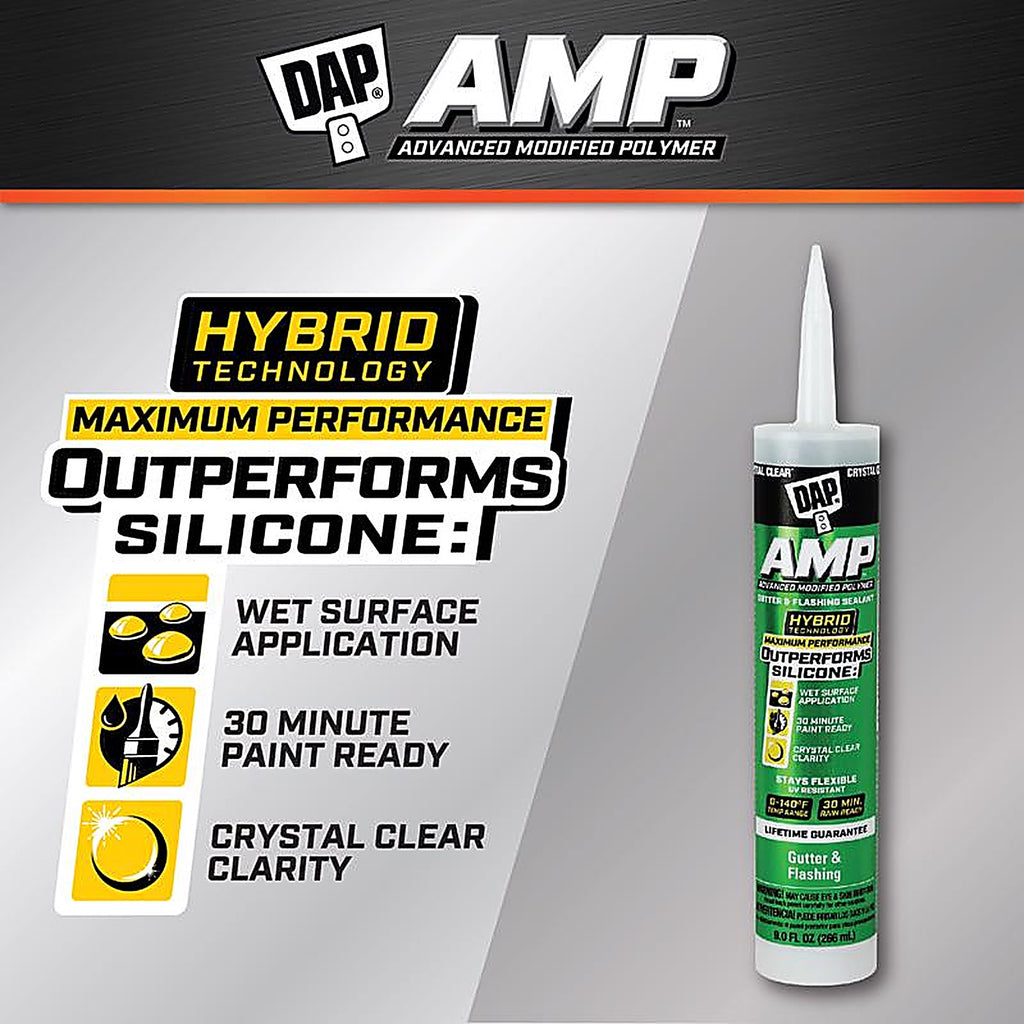 DAP - 7079800765 - AMP Crystal Clear Advanced Modified Polymer Gutter and Flashing Sealant 9 oz