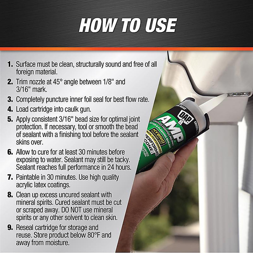 DAP - 7079800765 - AMP Crystal Clear Advanced Modified Polymer Gutter and Flashing Sealant 9 oz
