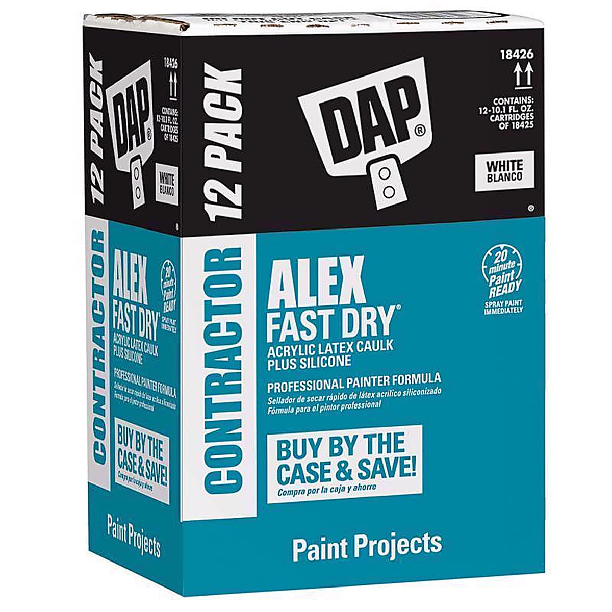 DAP - 7079818426 - Alex Fast Dry White Siliconized Acrylic Latex Windows/Doors/Seal/Paint Caulk 10.1 oz