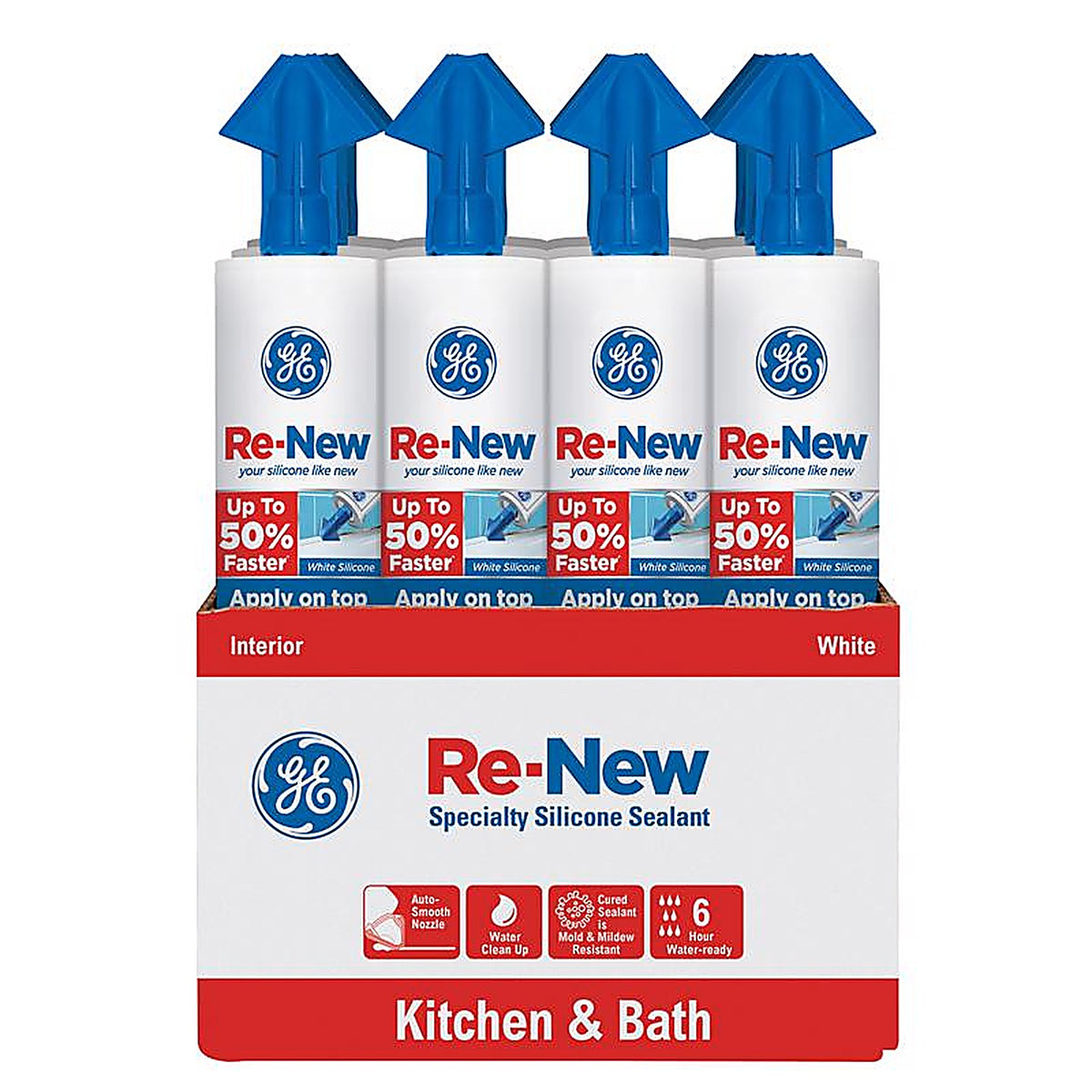 GE - 2776762 - Re-New White Silicone Kitchen and Bath Caulk Sealant 9.5 oz