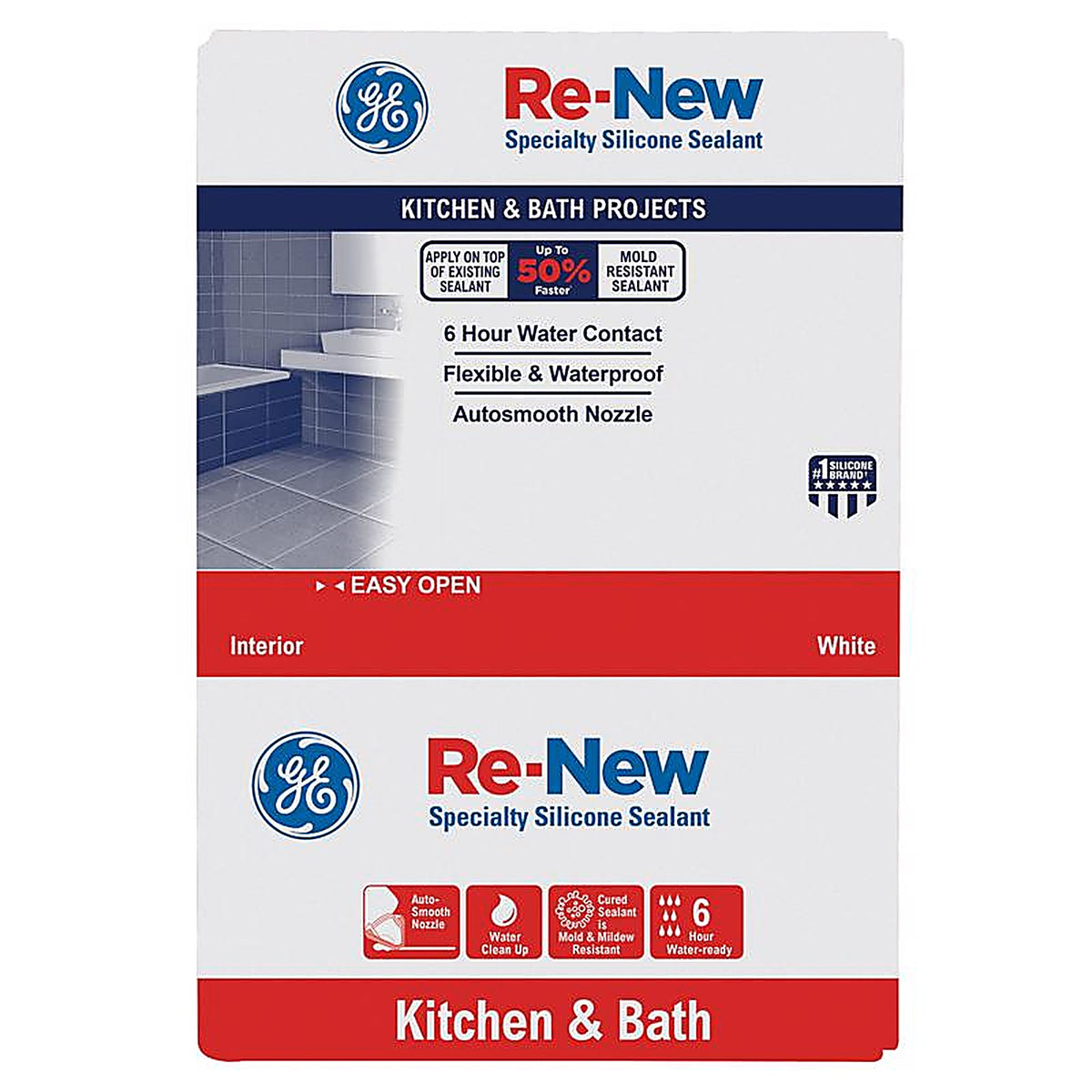 GE - 2776762 - Re-New White Silicone Kitchen and Bath Caulk Sealant 9.5 oz