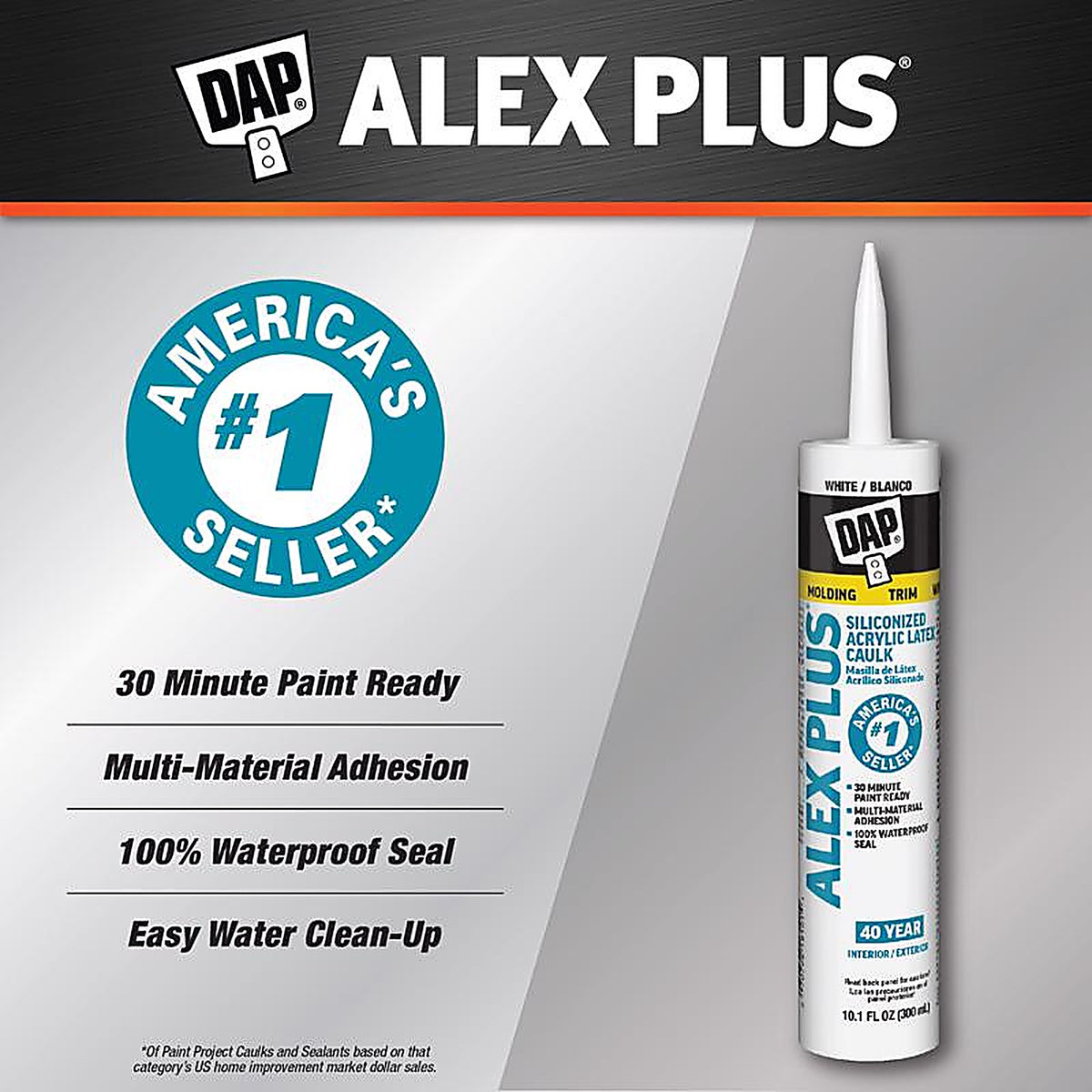 DAP - 7079818656 - Alex Plus White Siliconized Acrylic Latex All Purpose Caulk 10.1 oz