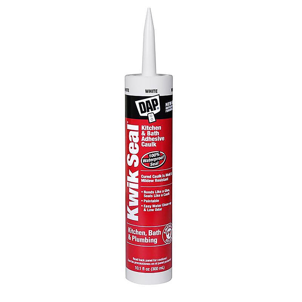 DAP - 7079818032 - Kwik Seal White Acrylic Latex Kitchen and Bath Adhesive Caulk 10.1 oz