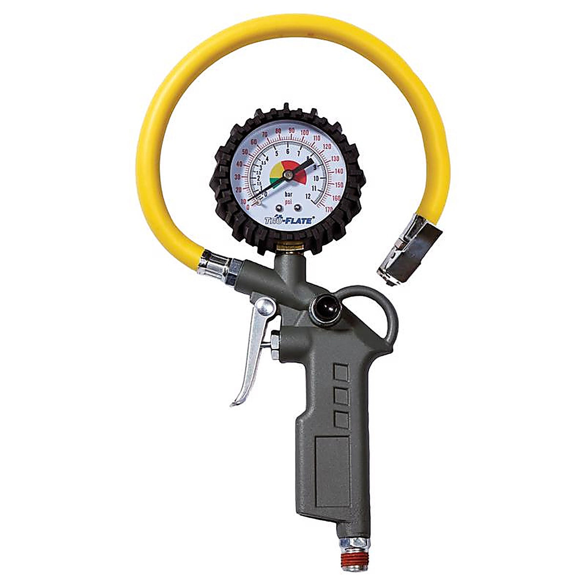 Tru-Flate - TRFL17887 - Plastic Inflator Gauge with Hose 1/4 in. NPT 174 psi 1 pc