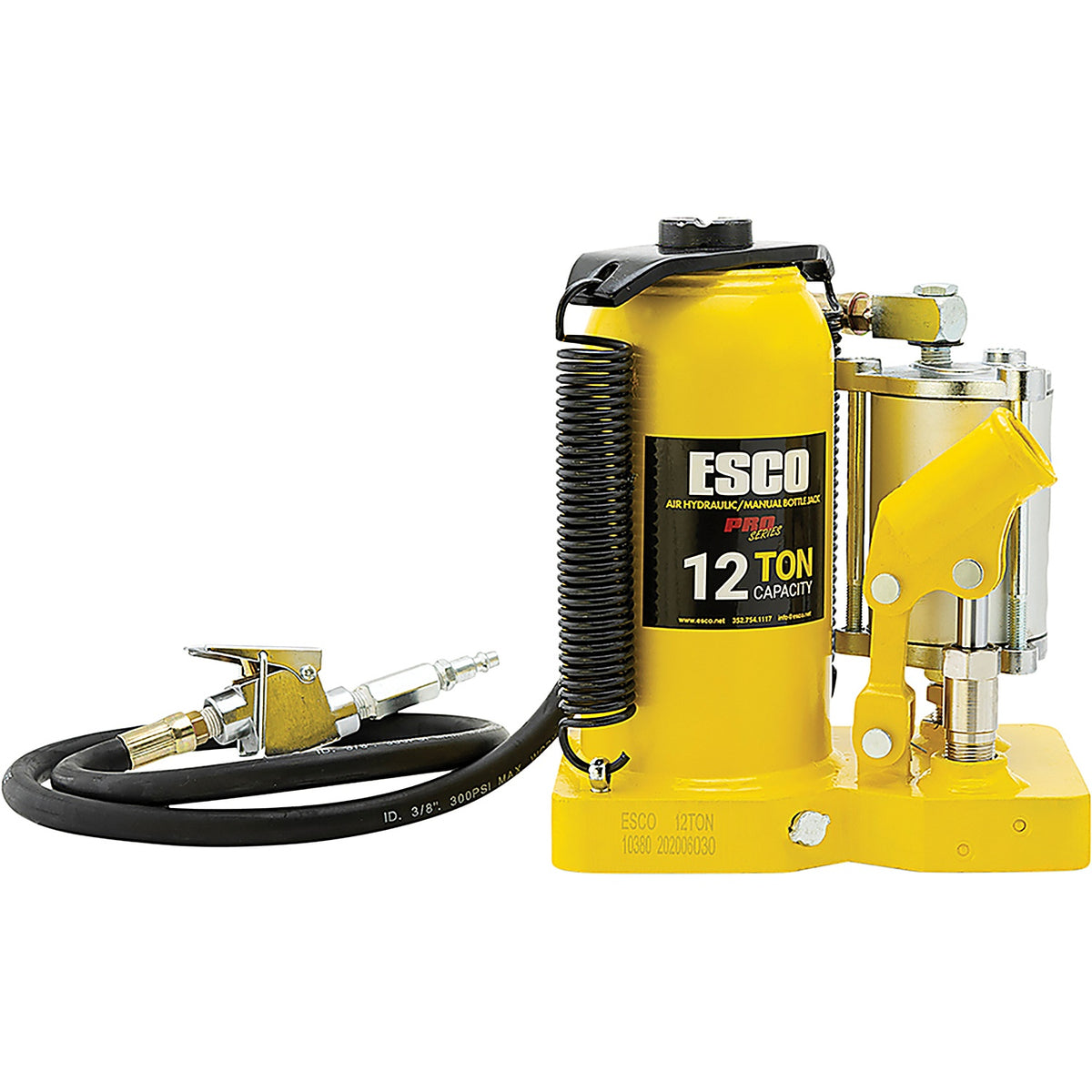 ESCO - 10380 - ESCO Pro Series 12 Ton Air Hydraulic Bottle Jack