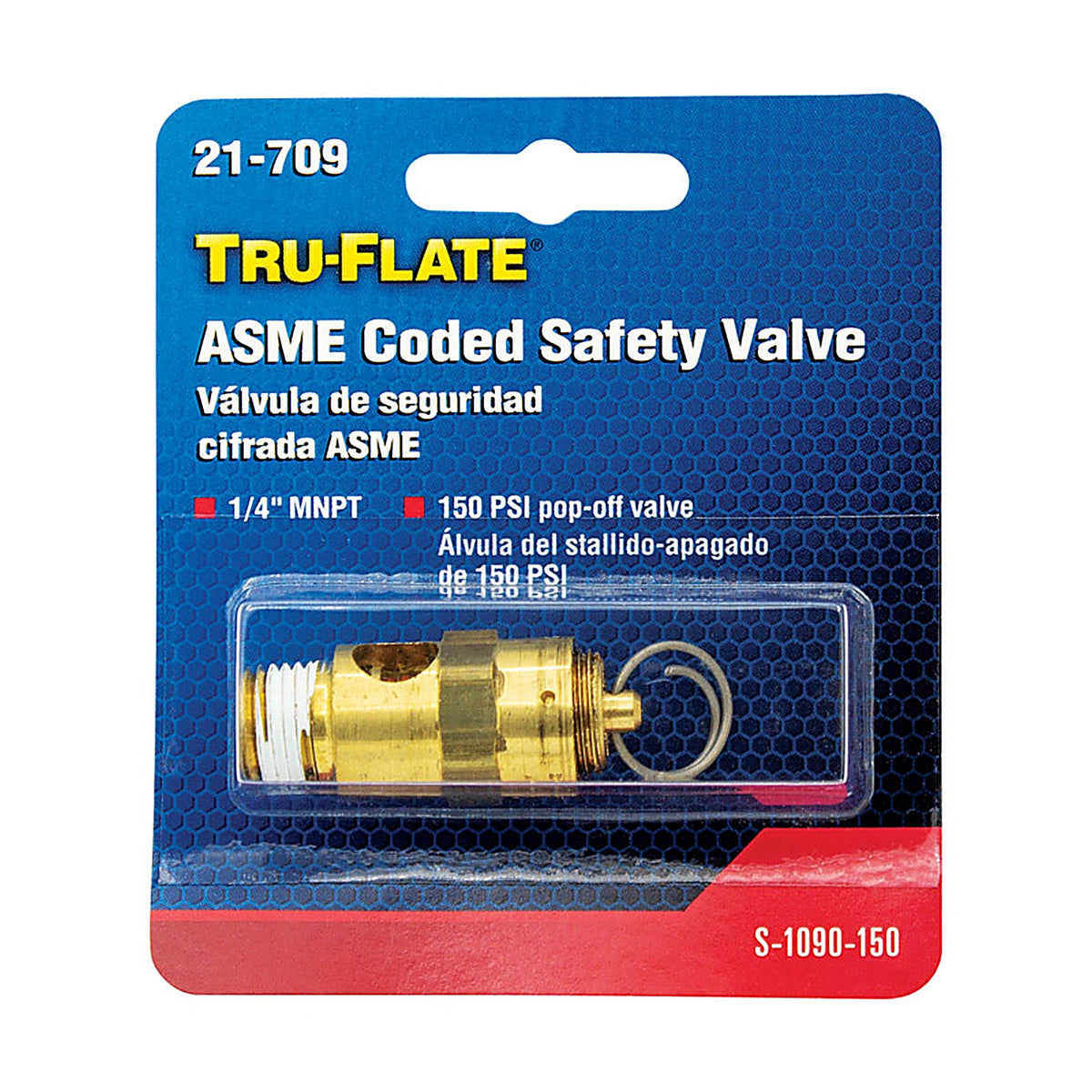 Tru-Flate - TRFL21709 - Brass Safety Valve 1/4 in. Male 1 pc
