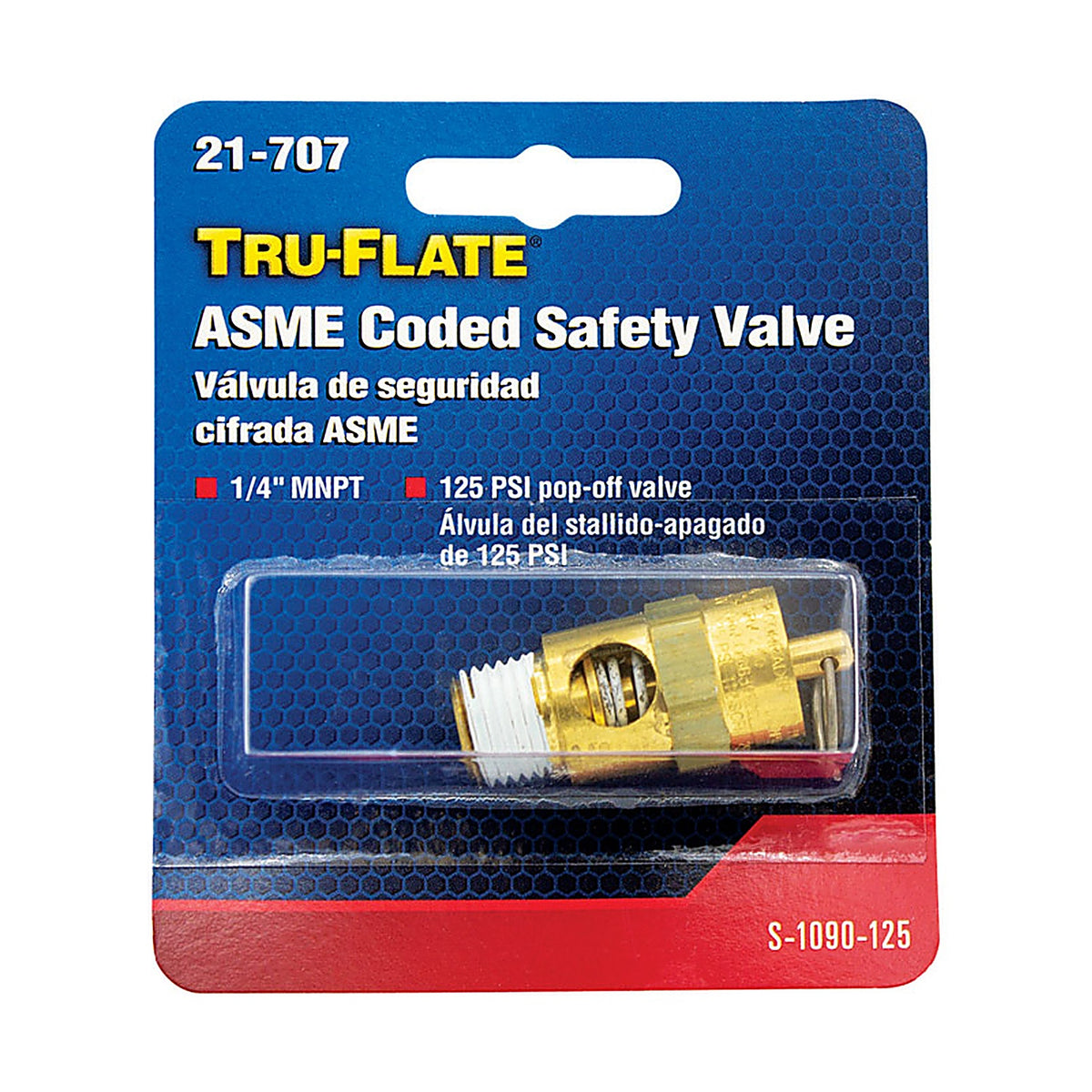Tru-Flate - TRFL21707 - Brass Safety Valve 1/4 in. Male 1 pc