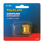 Tru-Flate - TRFL21515 - Brass/Steel Hex Coupling 1/4 in. Female 1 pc