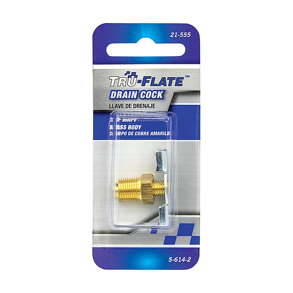 Tru-Flate - TRFL21555 - Brass/Steel Drain Cock 1/8 in. Male 1 pc