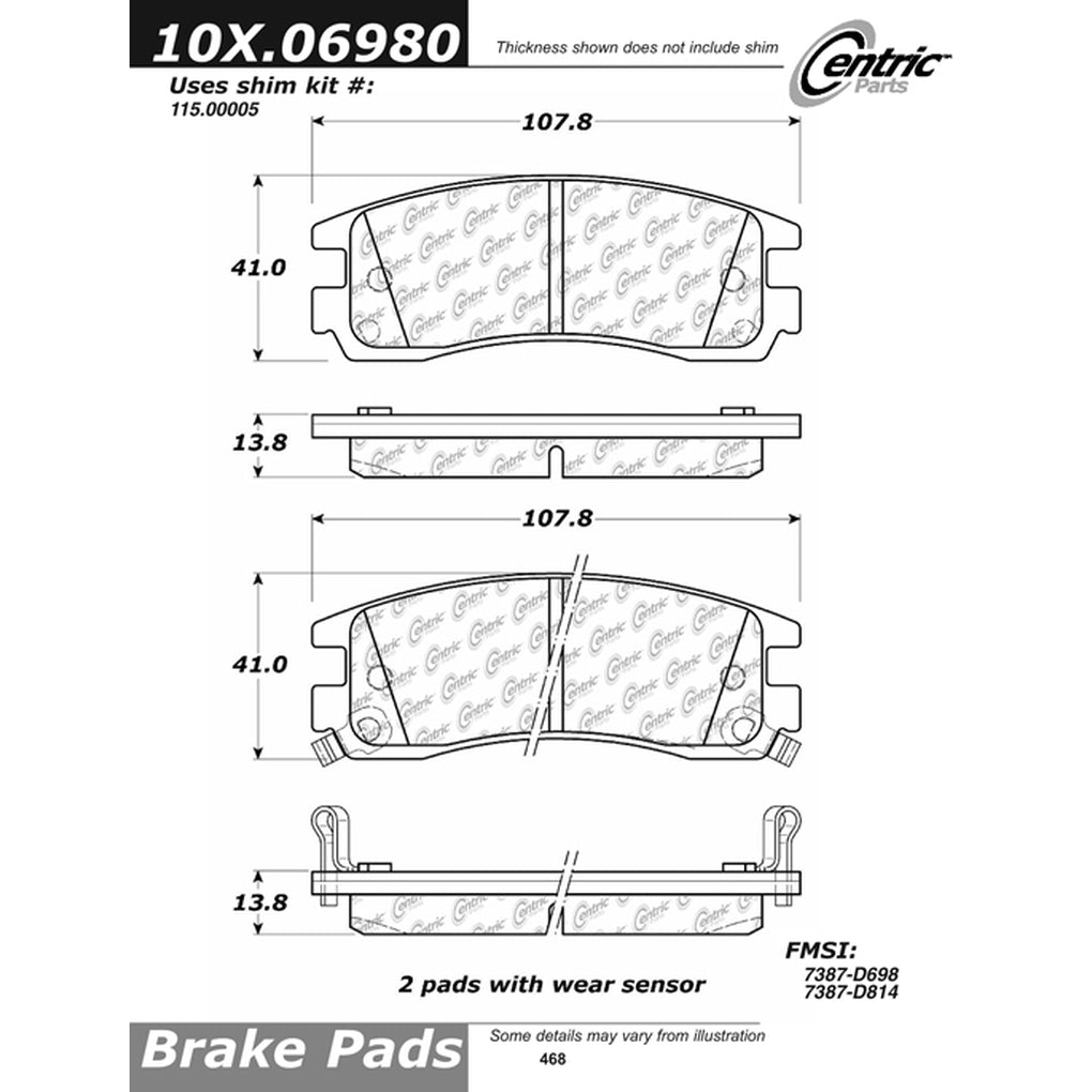 Centric - 106.06980 - PosiQuiet Extended Wear