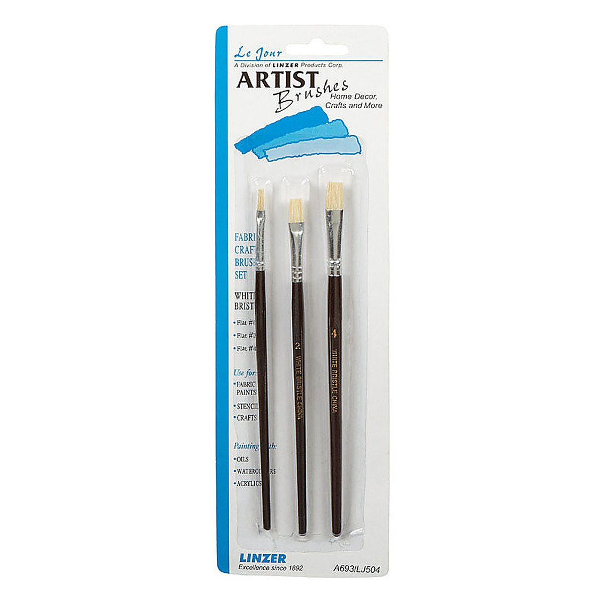 Linzer - A693 - No. 0, 2, 4 W Flat Artist Paint Brush Set