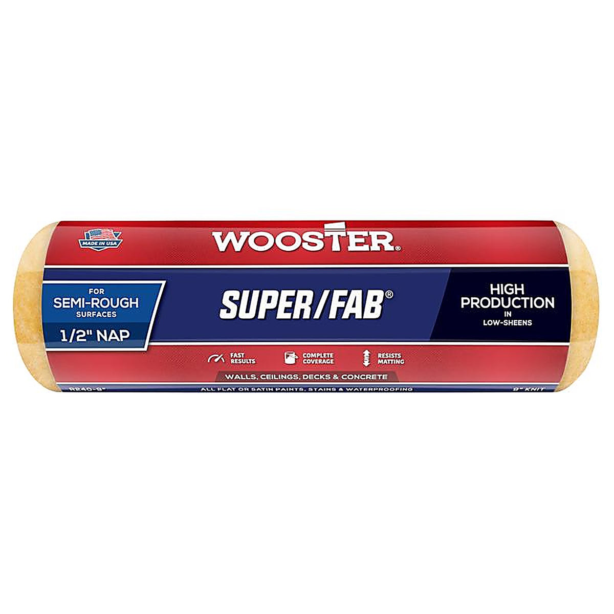 Wooster - R240-9 - Super/Fab Knit 9 in. W X 1/2 in. Regular Paint Roller Cover 1 pk