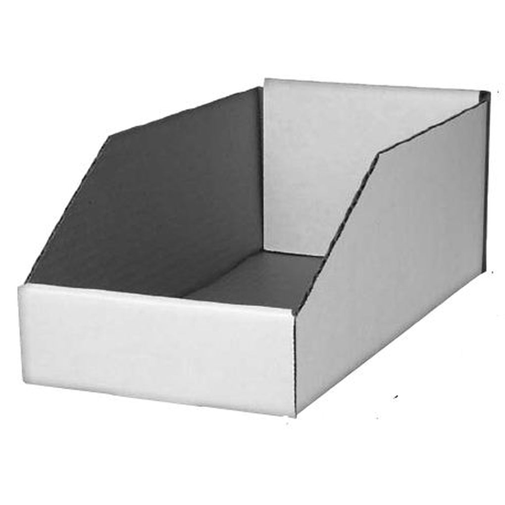 Disco|10705|4in Across Front 12in Deep 4 1/2in Height, White Cardboard Storage Bin Boxes