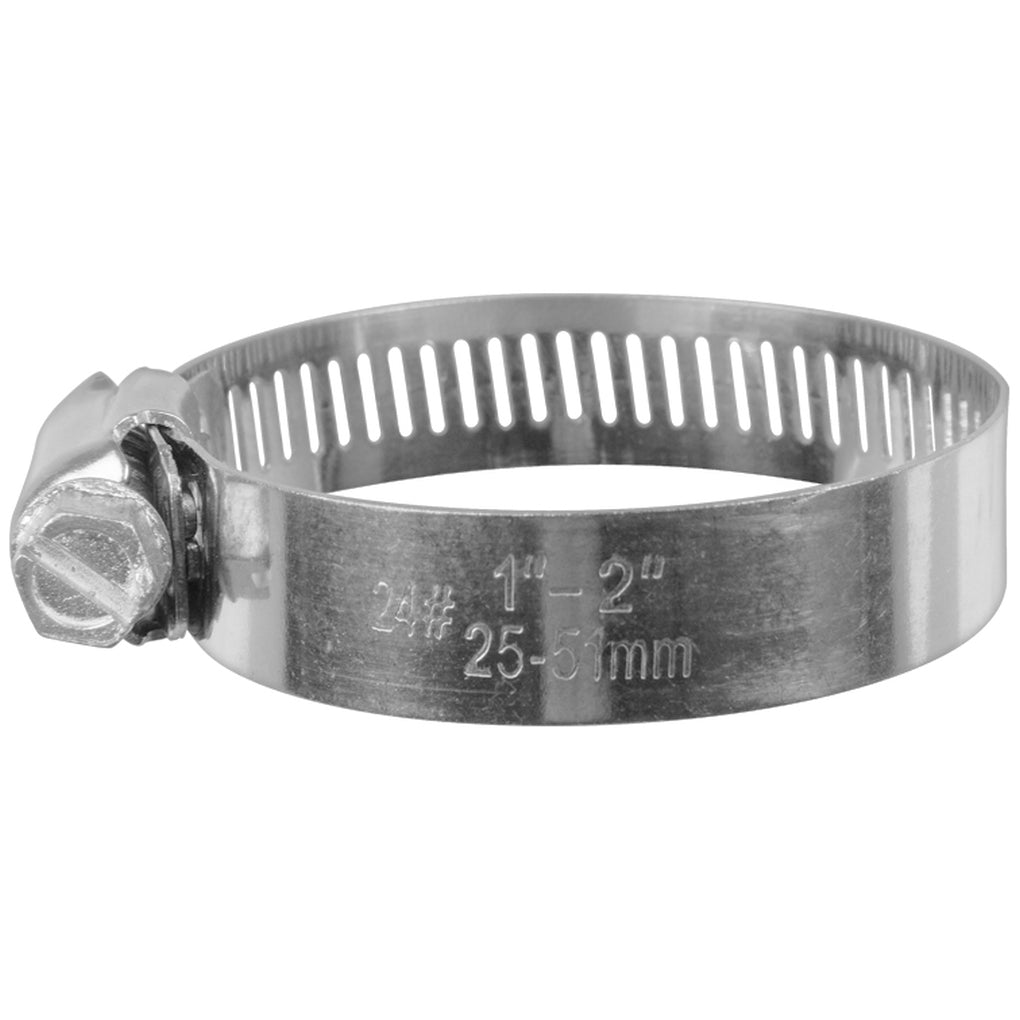 Disco|10897PK|#24 Standard 1in - 2in Clamp Range, Stainless Band Worm Gear Hose Clamps
