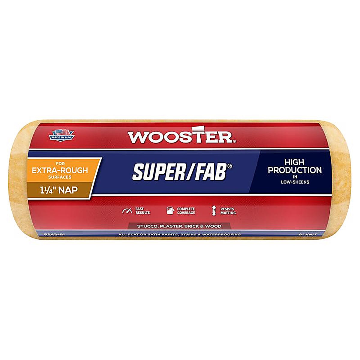 Wooster - R243-9 - Super/Fab Knit 9 in. W X 1-1/4 in. Regular Paint Roller Cover 1 pk