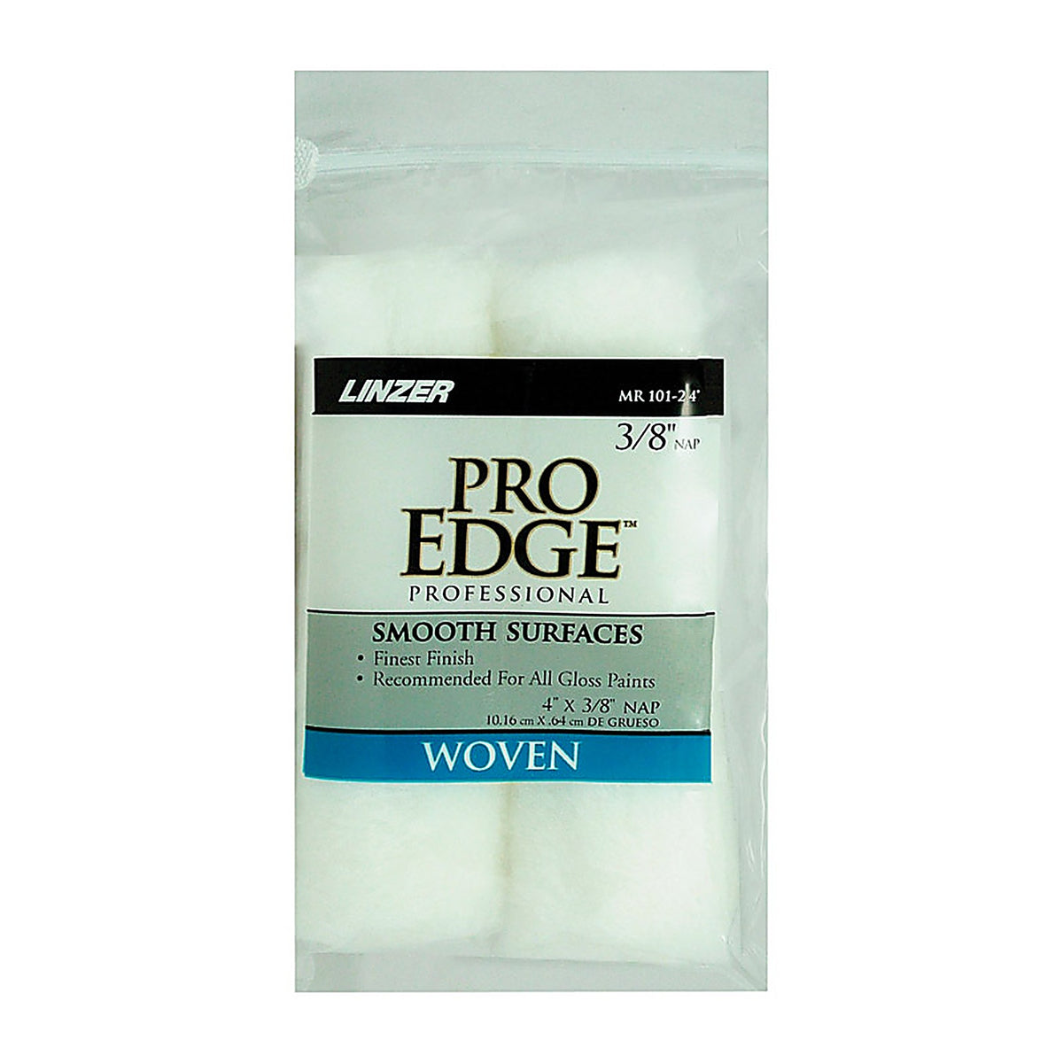 Linzer - MR101-20400 - Pro Edge Fabric 4 in. W x 3/8 in. Mini Paint Roller Cover - 2/Pack