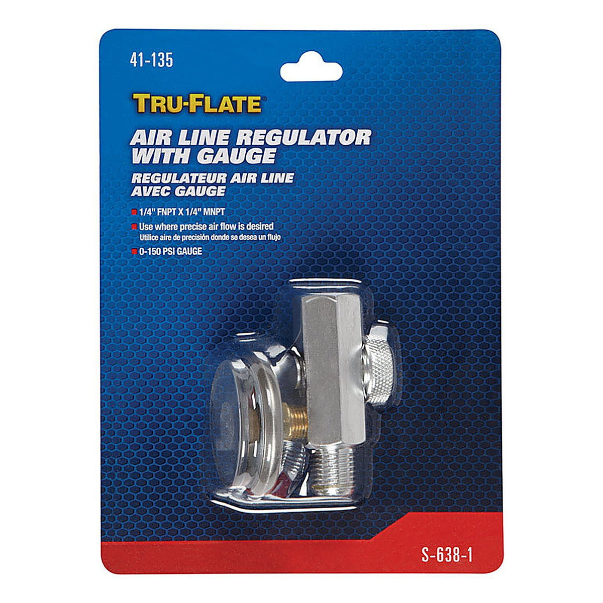 Tru-Flate - TRFL41135 - Steel Air Line Regulator with Gauge 1/4 in. NPT 150 psi 1 pc