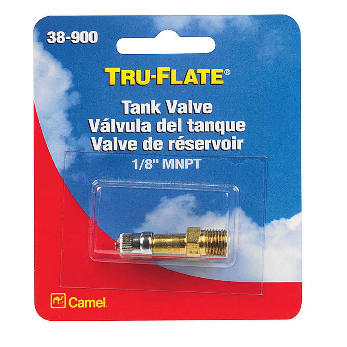 Tru-Flate - TRFL38900 - Brass Tank Valve 1/8 in. Male 1 pc