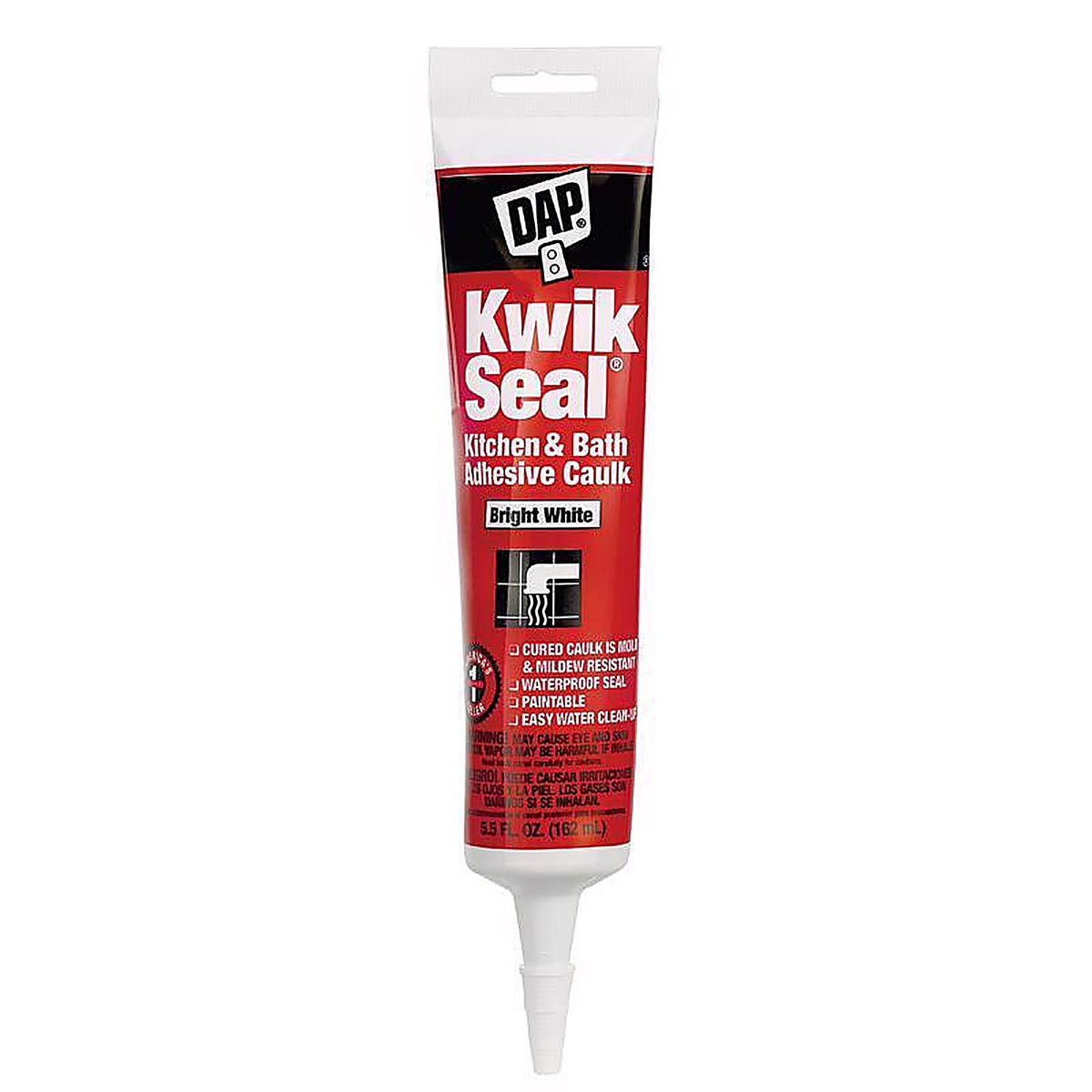 DAP - 7079818001 - Kwik Seal White Acrylic Latex Kitchen and Bath Adhesive Caulk 5.5 oz