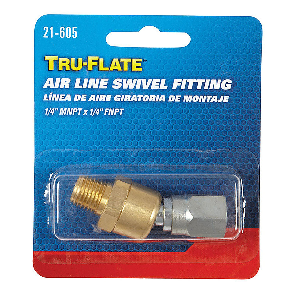Tru-Flate - TRFL21605 - Brass/Steel Air Line Swivel Fitting 1/4 in. Male 2 pc