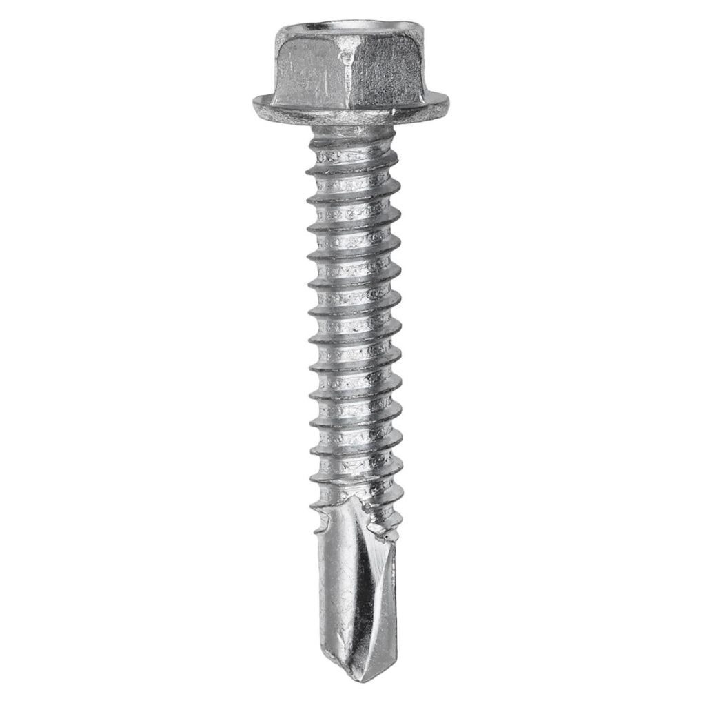 Auveco - 11916 - #14 X 1-1/2 in Indented Hex Washer Head Number 3 Super Teks - Zinc