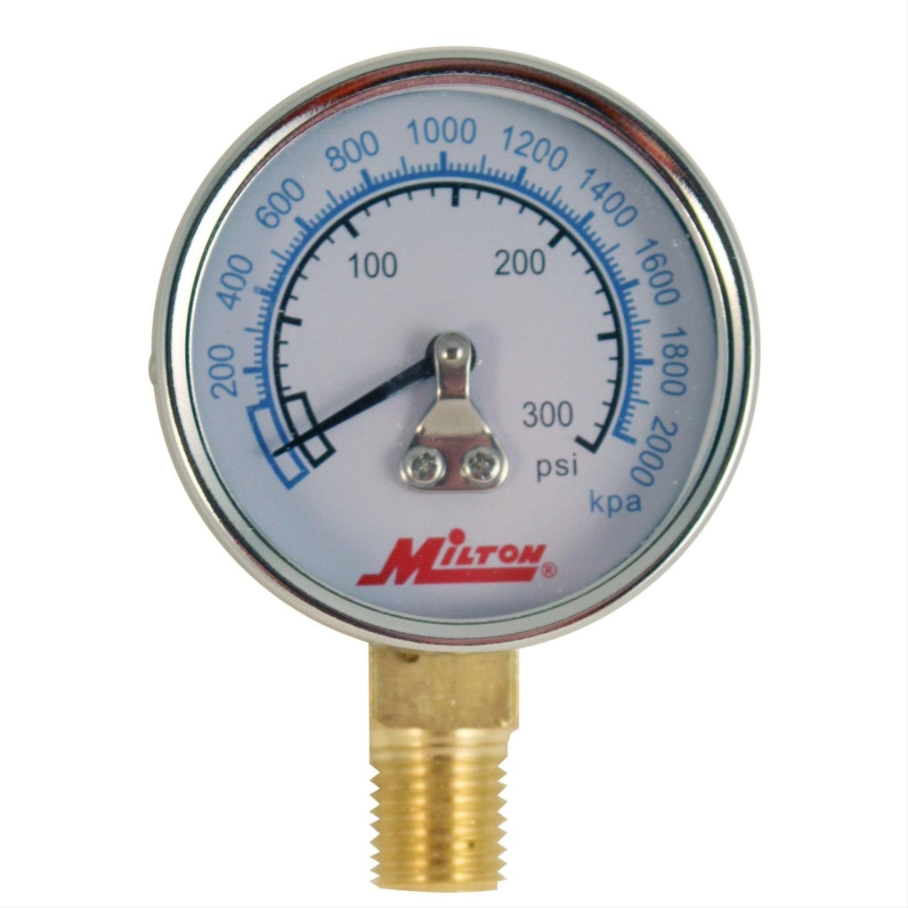Milton - 1195 - Gage 1/4 in NPT, 0-300 PSI - Bottom Mount
