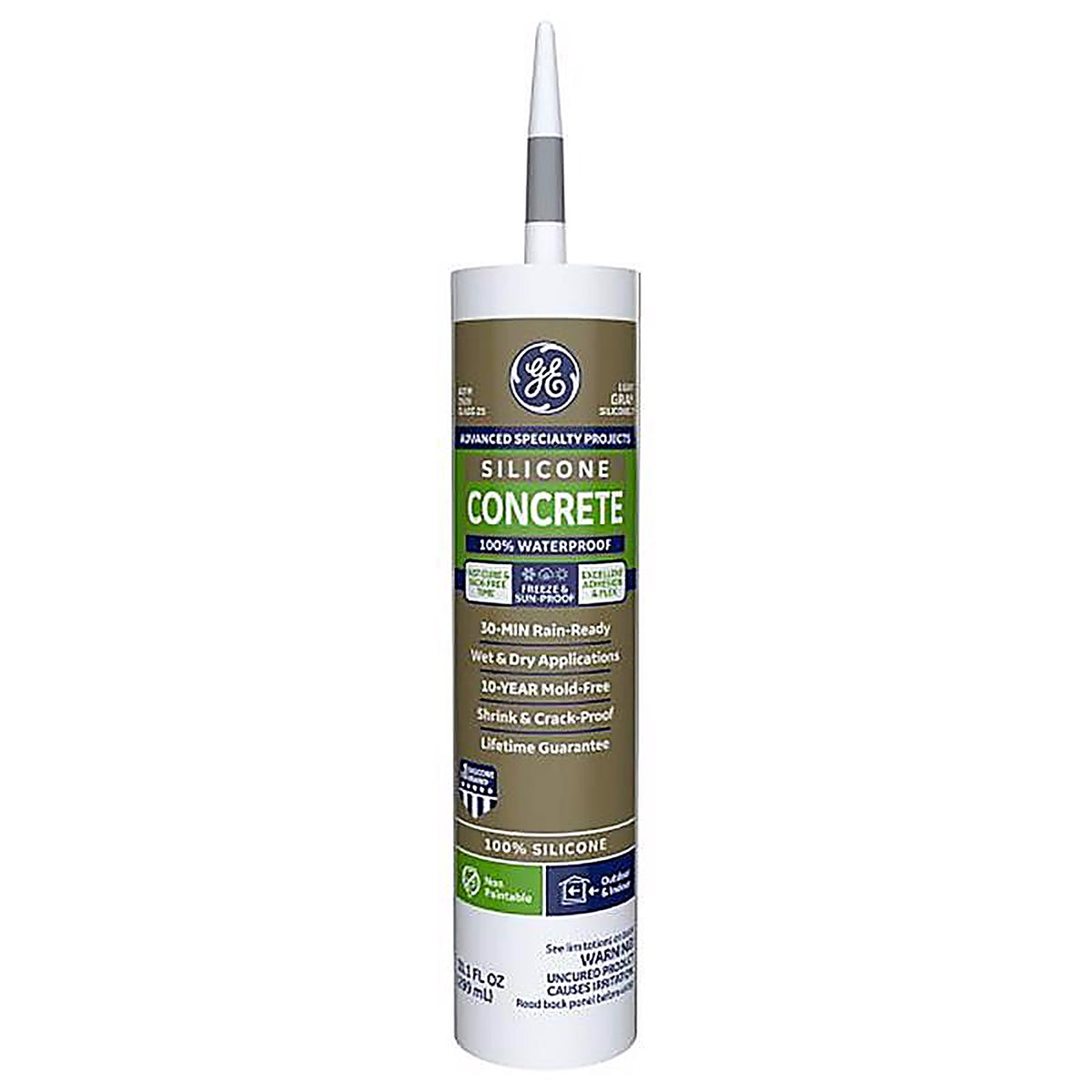 GE - 2816709 - Advanced Light Gray Silicone 2 Concrete and Masonry Caulk Sealant 10.1 oz