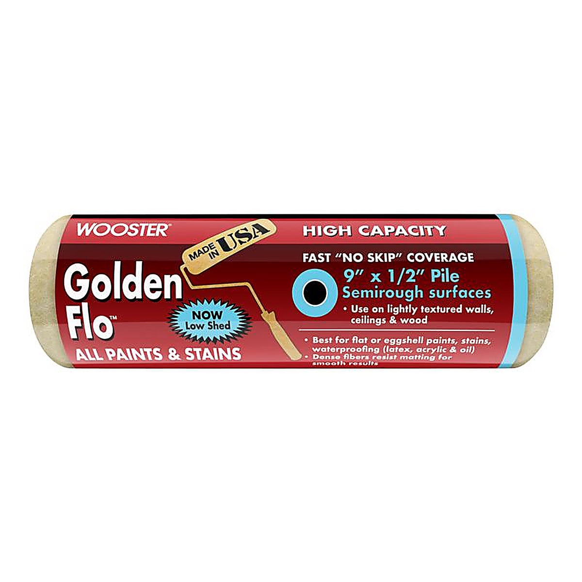 Wooster - RR661-9 - Golden Flo Fabric 9 in. W x 1/2 in. Paint Roller Cover - 1/Pack