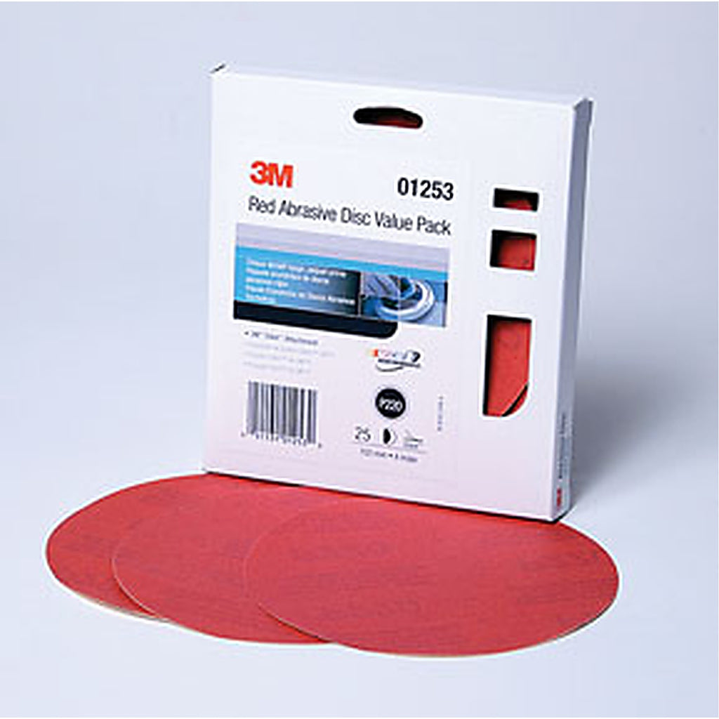 3M - 01253 - Red Abrasive Stikit Disc Value Pack, 6 in, P220