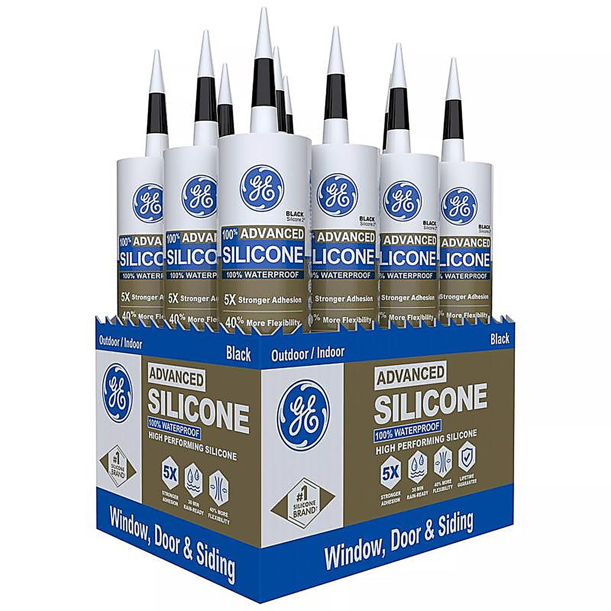 GE - 2813670 - Advanced Black Silicone 2 Window and Door Caulk Sealant 10.1 oz