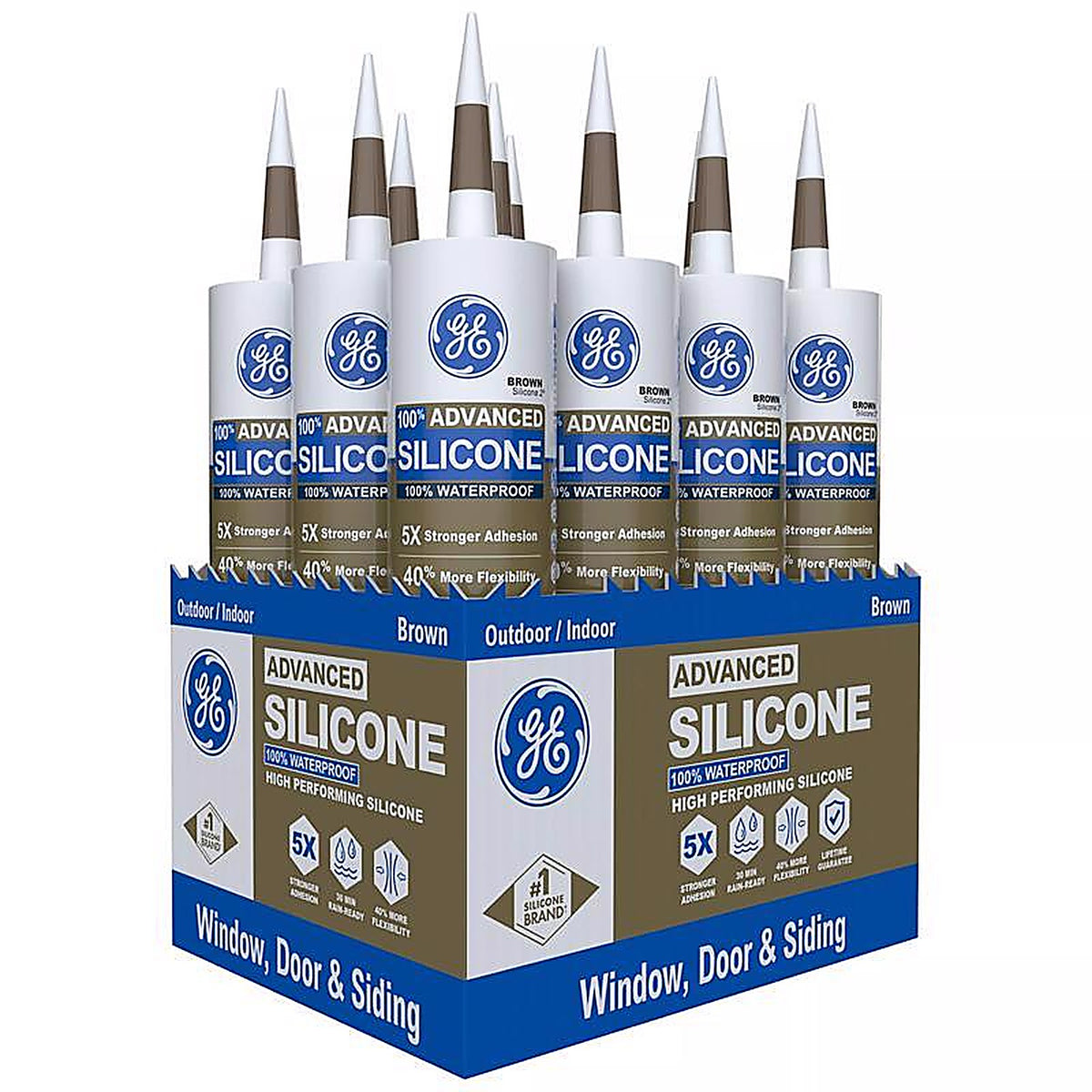 GE - 2813701 - Advanced Brown Silicone 2 Window and Door Caulk Sealant 10.1 oz