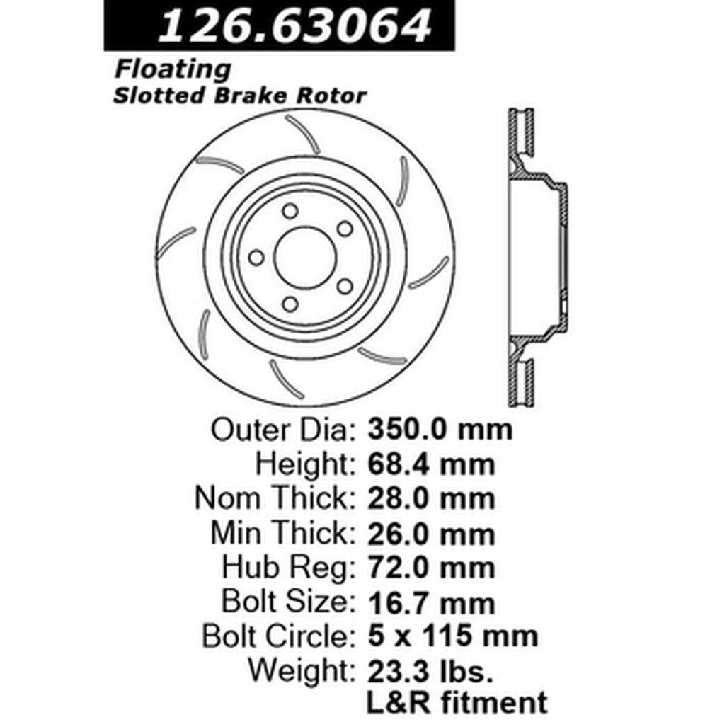 Centric - 126.63064 - Premium Brake Rotor