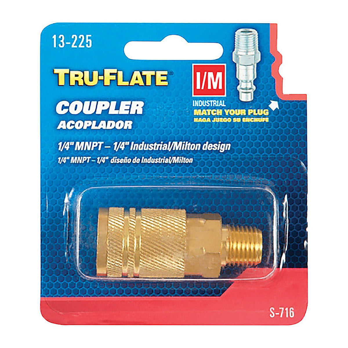 Tru-Flate - TRFL13225 - Brass Quick Change Coupler 1/4 Male 1 pc