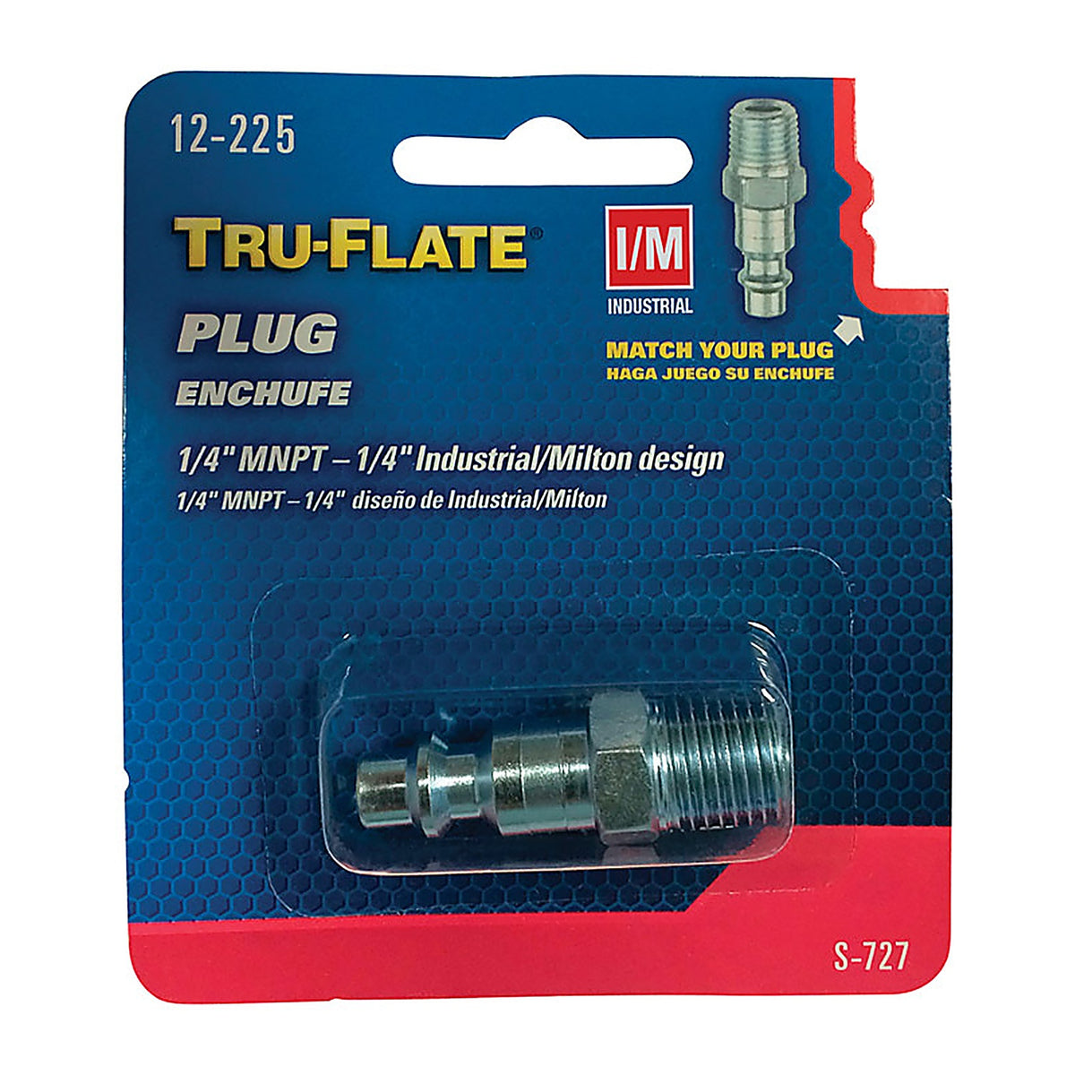 Tru-Flate - TRFL12225 - Steel Air Plug 1/4 in. Male 1 pc