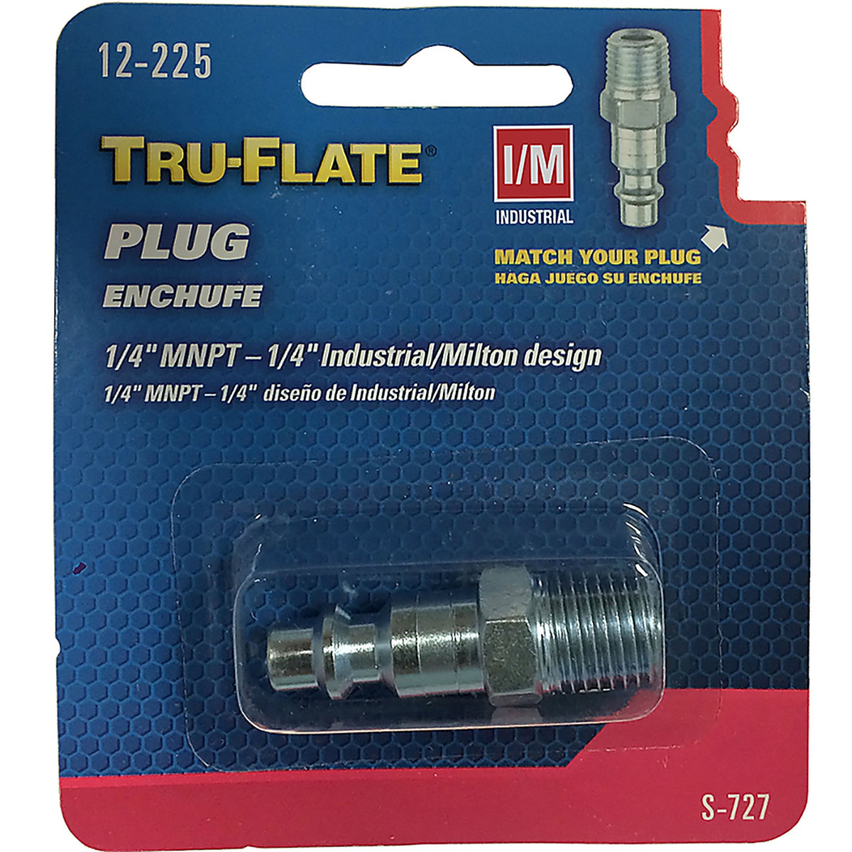Tru-Flate - TRFL12225 - Steel Air Plug 1/4 in. Male 1 pc