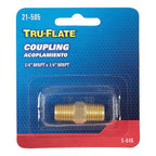Tru-Flate - TRFL21505 - Brass Coupling 1/4 in. Male 1 pc