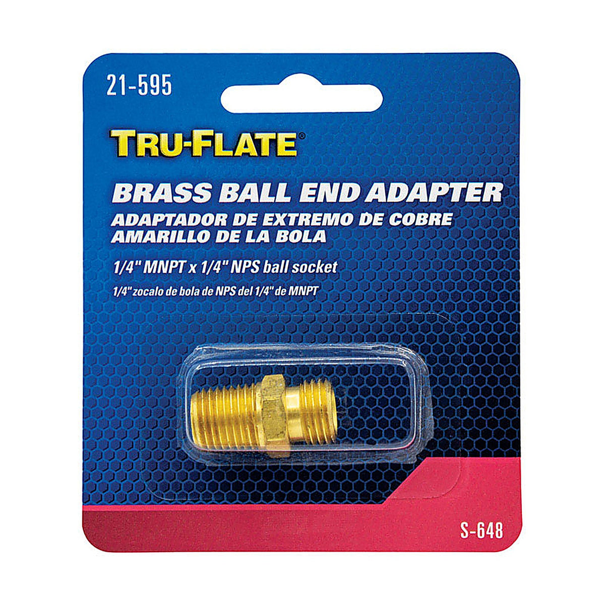 Tru-Flate - TRFL21595 - Brass Ball-End Adapter 1/4 in. Male 1 pc