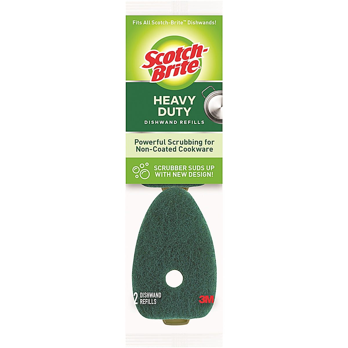 3M - 481-7-RSC - Scotch-Brite Heavy Duty Dishwand Scrubber Refill For Kitchen - 2/Pack