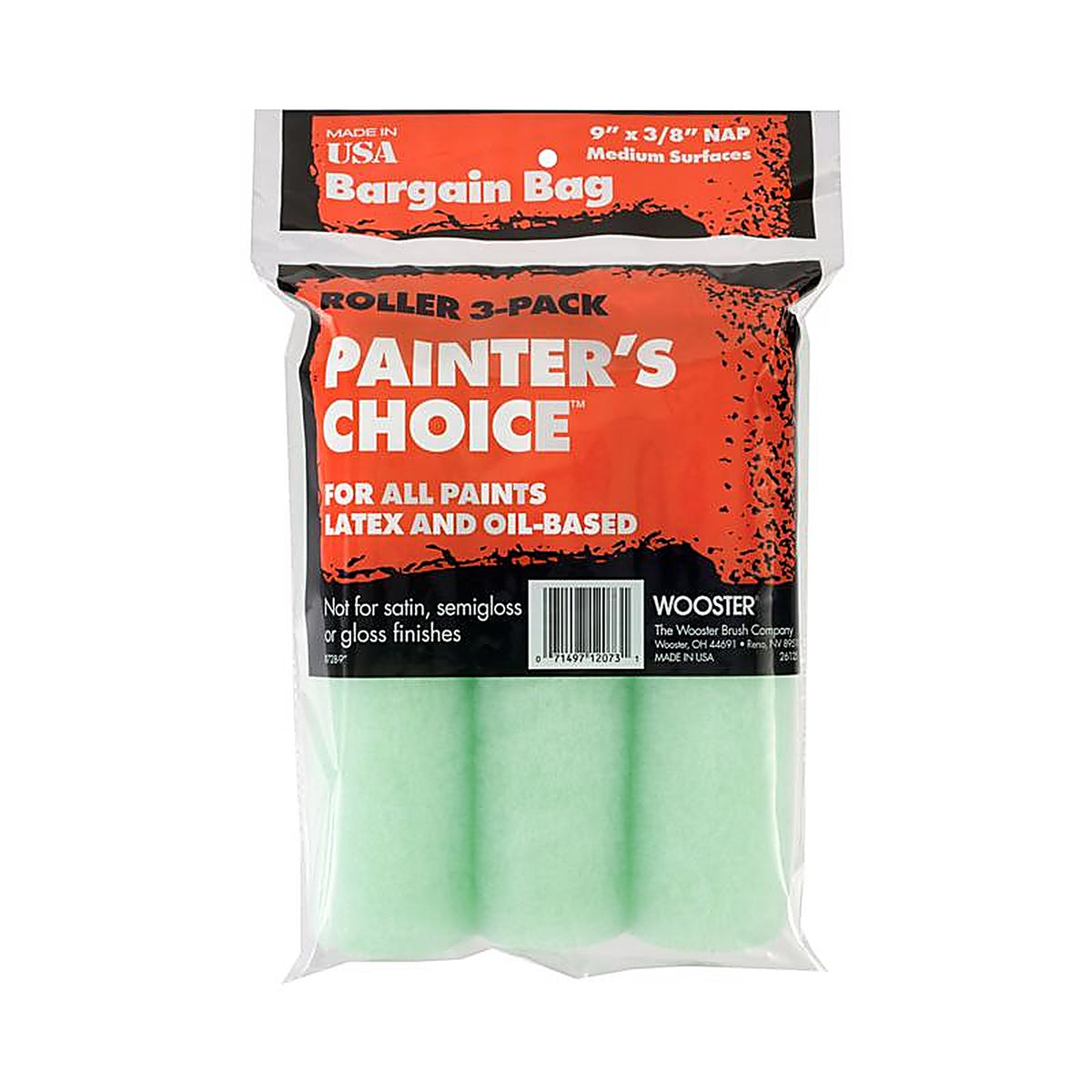 Wooster - R728-9 - Painter's Choice Fabric 9 in. W x 3/8 in. Paint Roller Cover - 3/Pack