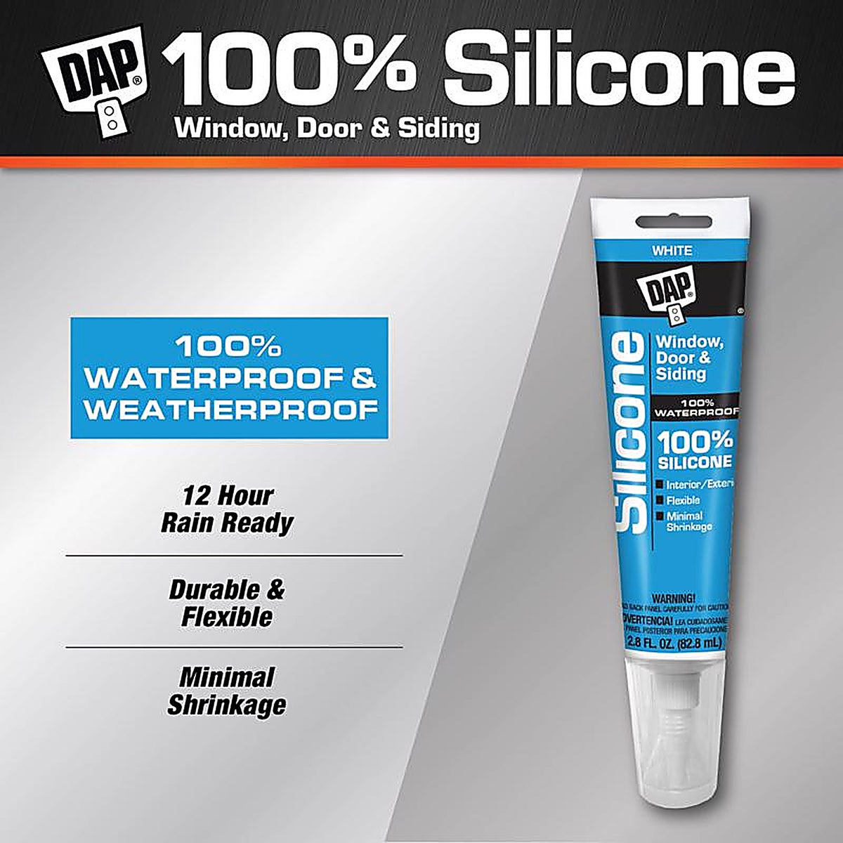 DAP - 7079800752 - White Silicone Rubber Door/Siding/ Window Sealant 2.8 oz