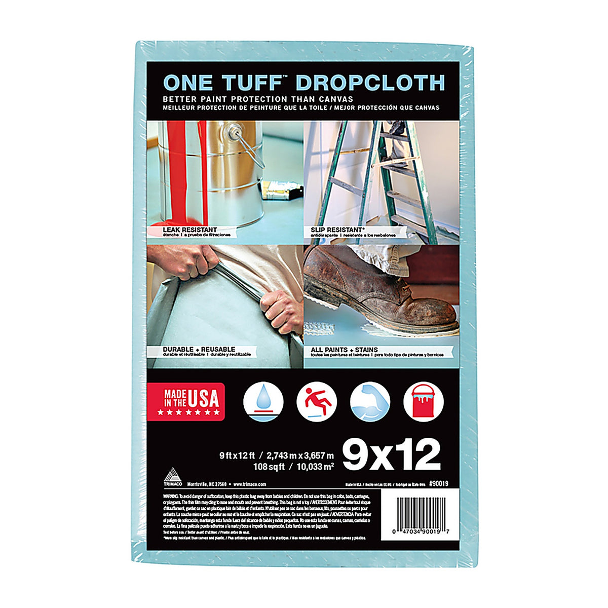 Trimaco - 90019 - One Tuff 9 ft. W x 12 ft. L Drop Cloth - 1/Pack
