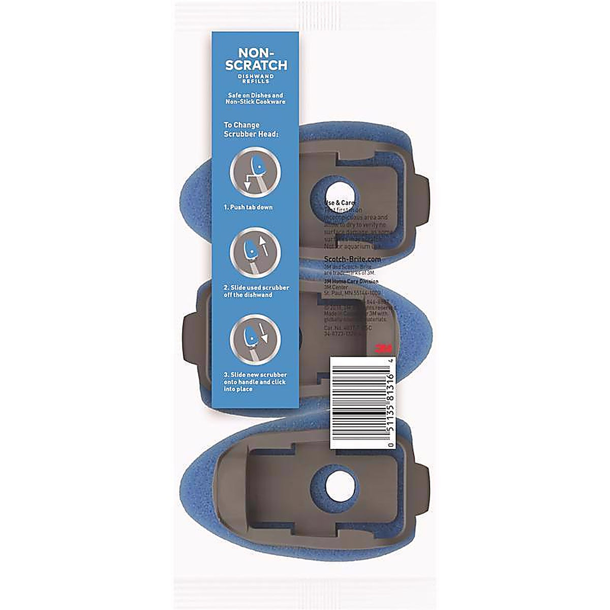 3M - 483-7-RSC - Scotch-Brite Heavy Duty Dishwand Scrubber Refill For Kitchen - 2/Pack