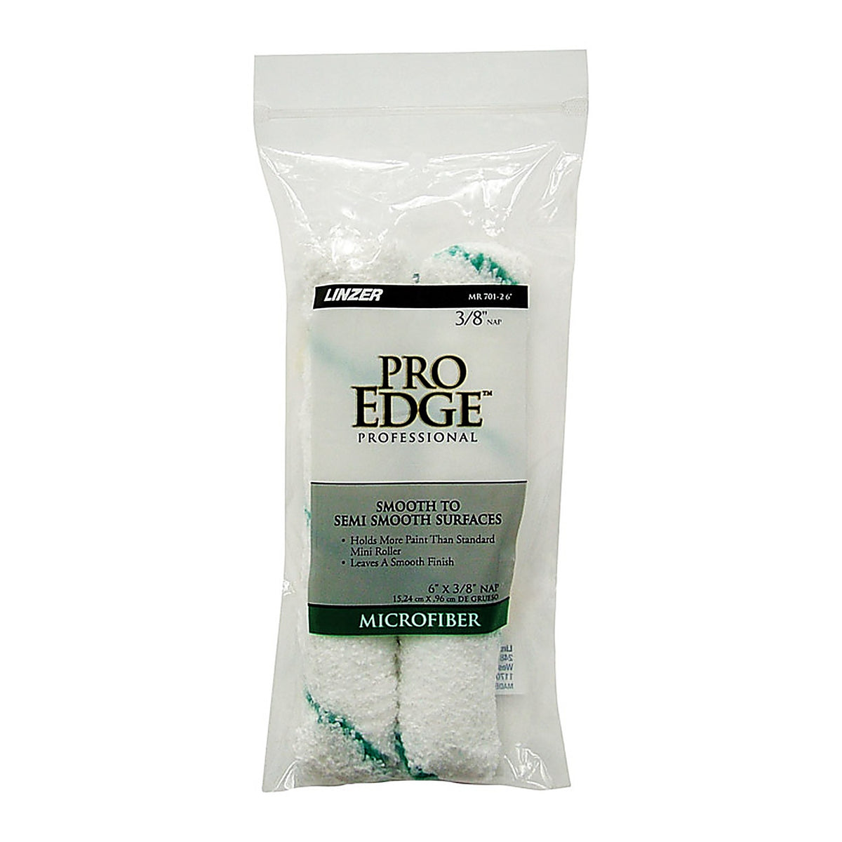 Linzer - MR701-26 - Pro Edge Microfiber 6 in. W x 3/8 in. Mini Paint Roller Cover - 2/Pack